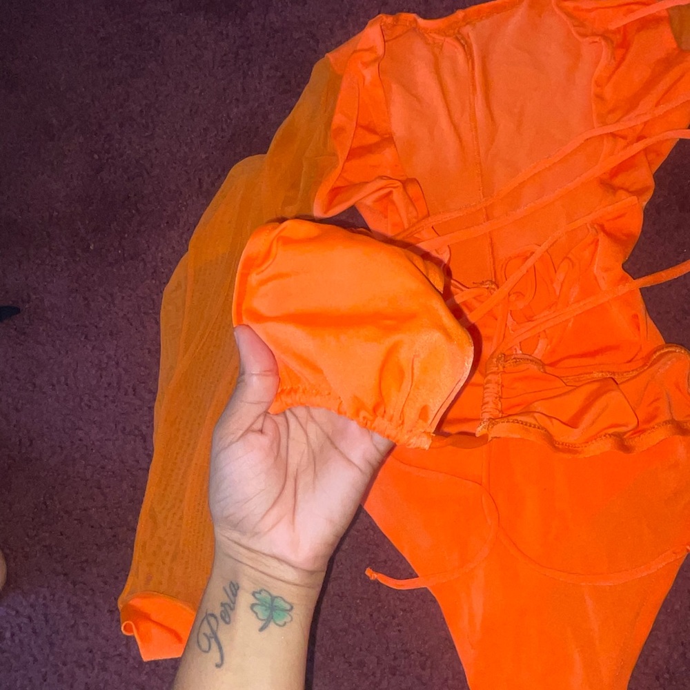 elastic orange bodysuit